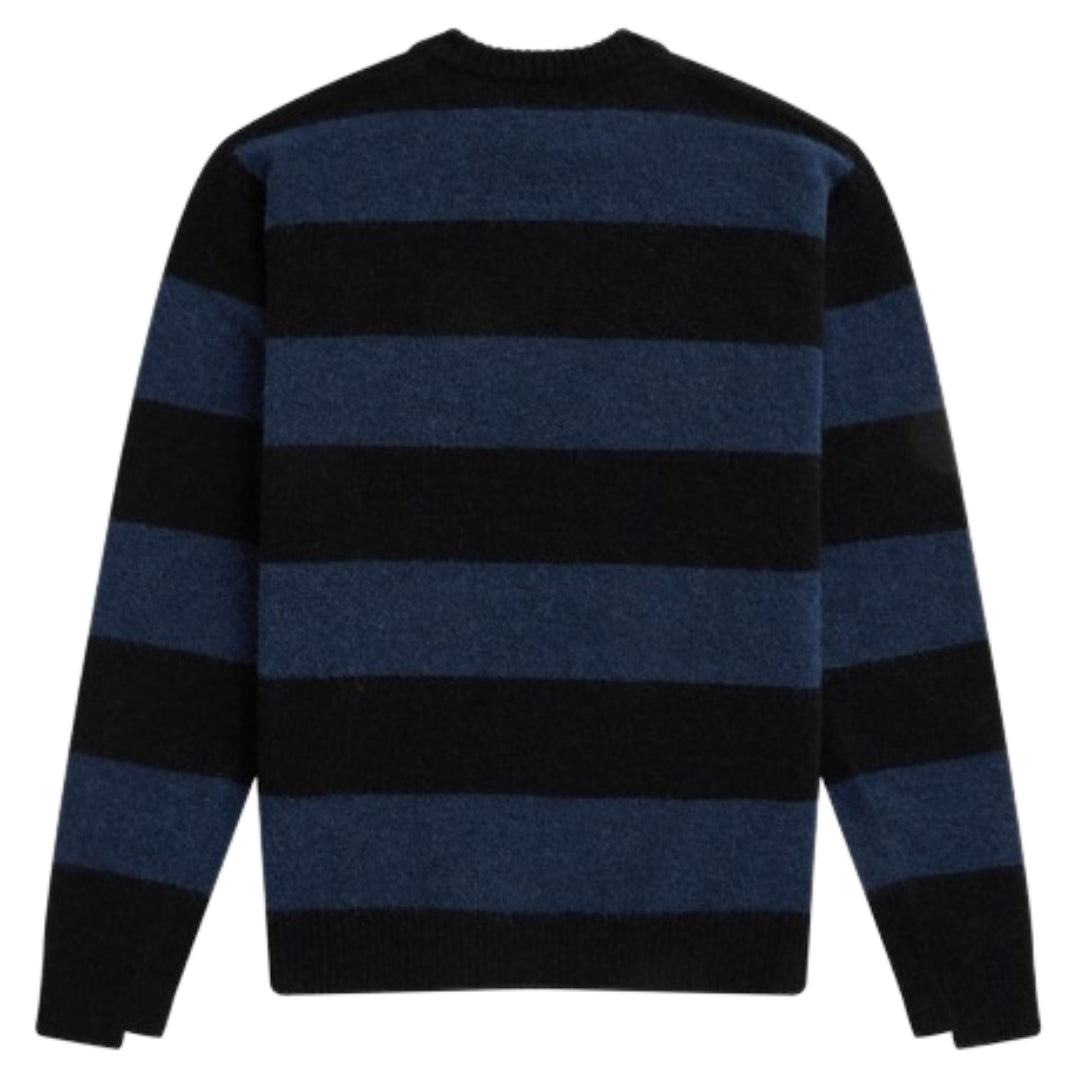 Fred Perry Carbon Blue Bold Stripe Alpaca Blend Jumper K2559 266