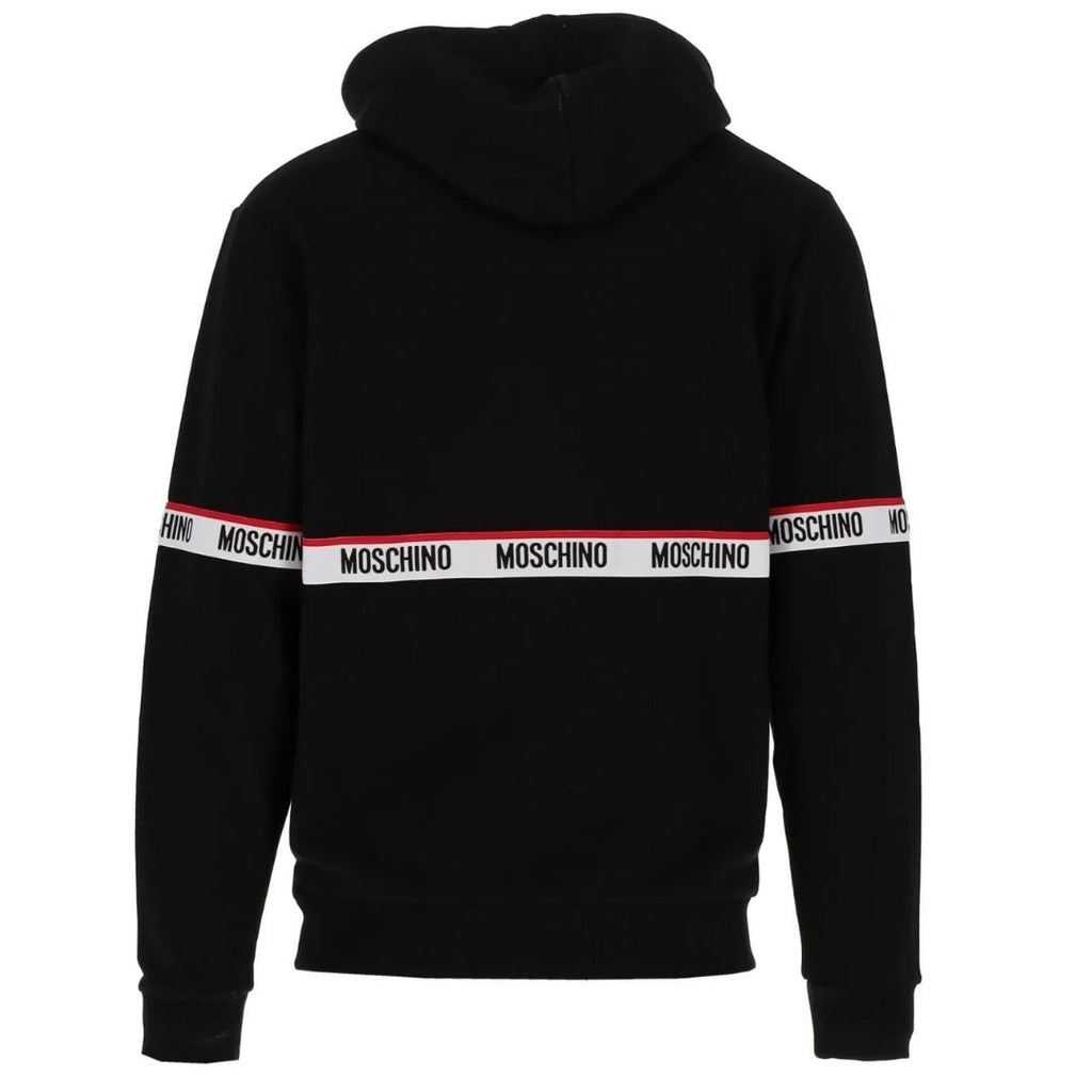 Moschino Branded Taped Chest Black Hoodie A1783 4409 0555 - Style Centre Wholesale