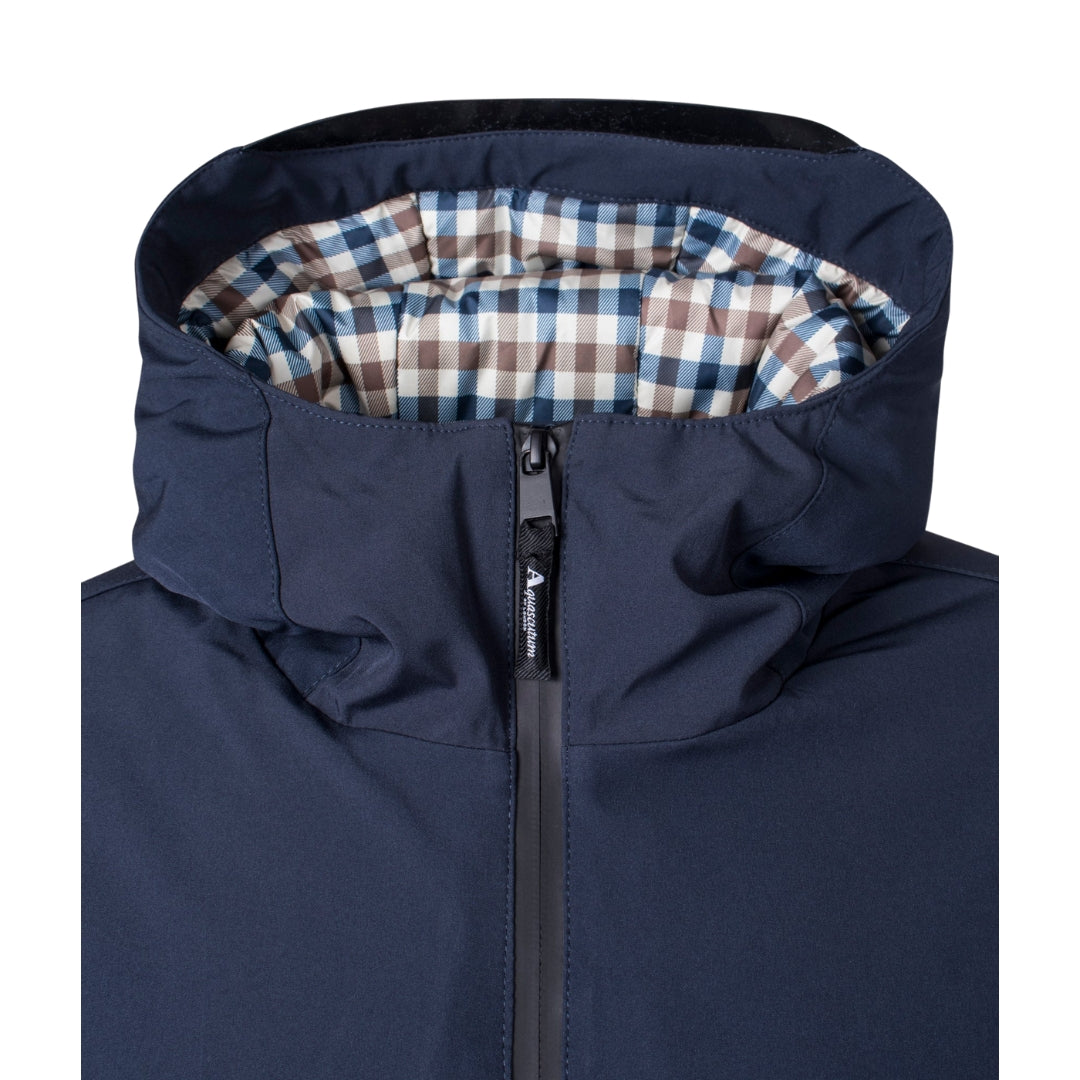 Aquascutum Active Hooded Jacket Navy Fw23 Jk008 11 Navy Blue Jacket Mens - Style Centre Wholesale