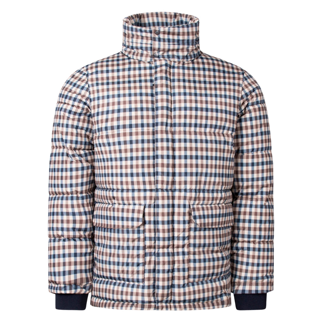 Aquascutum ACTIVE PUFFER JACKET CHECK FW23 JK010 28 Beige Check Jacket Mens S