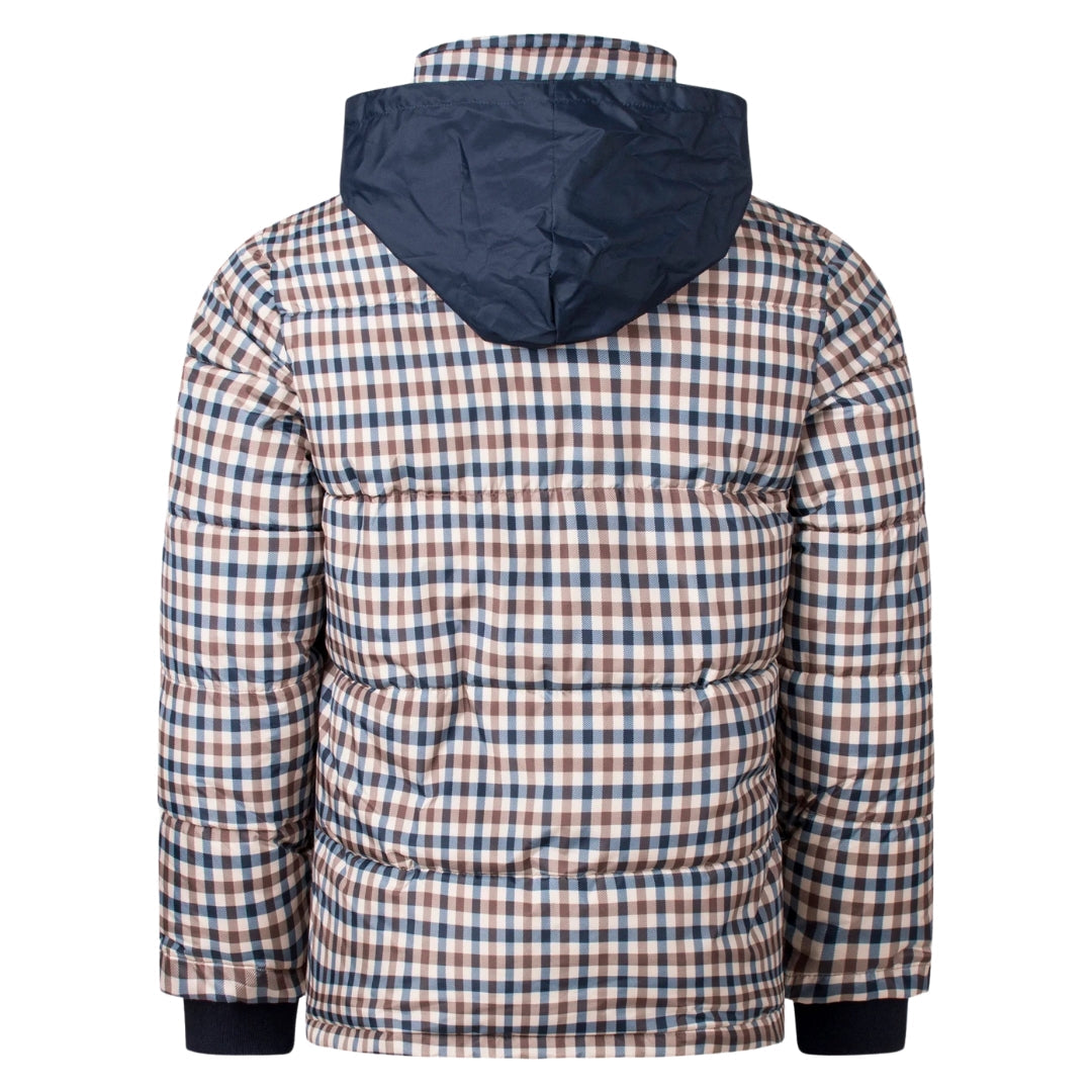 Aquascutum ACTIVE PUFFER JACKET CHECK FW23 JK010 28 Beige Check Jacket Mens S