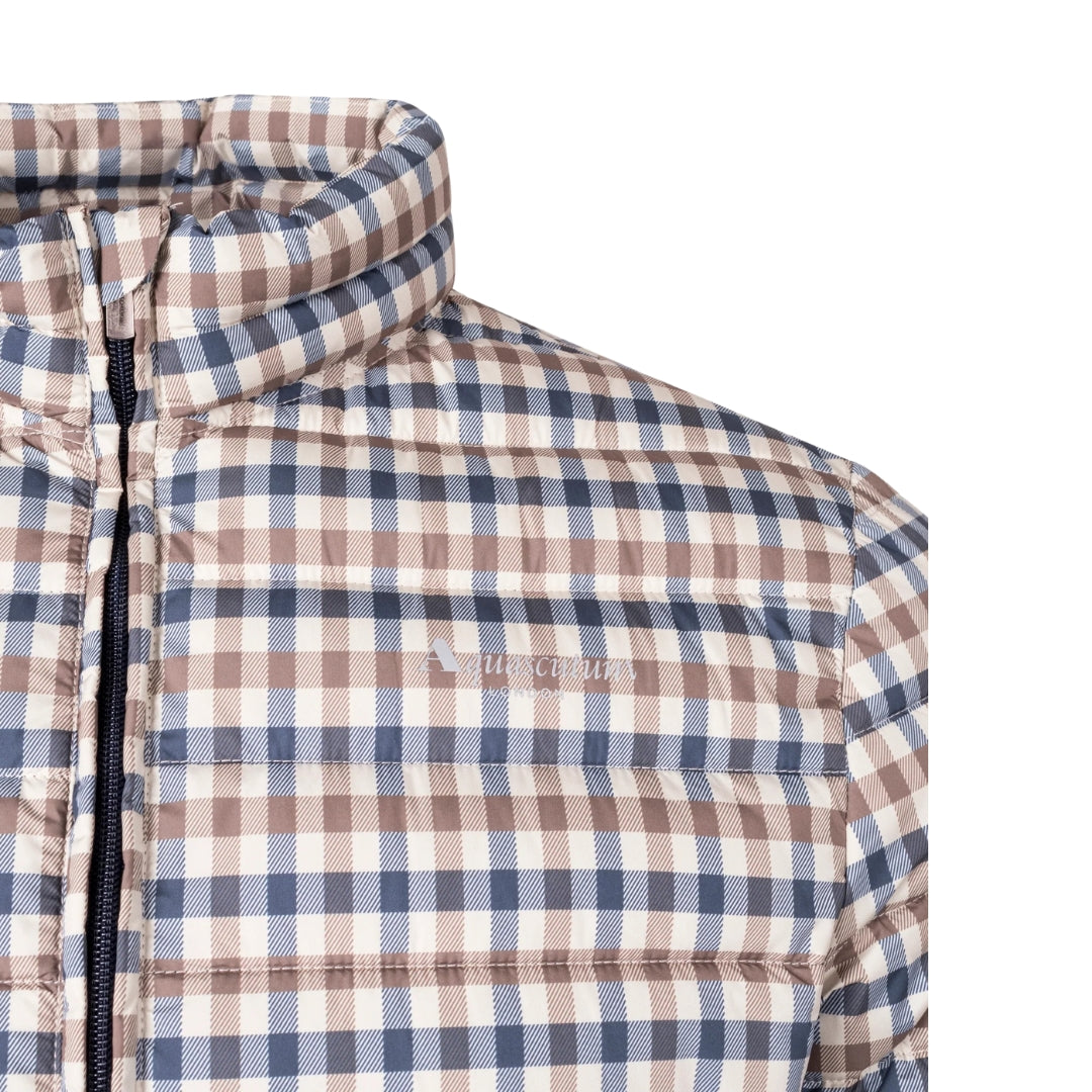 Aquascutum Active 100Gr Mock Neck Fw23 Jk012 28 Beige Check Jacket Mens - Style Centre Wholesale
