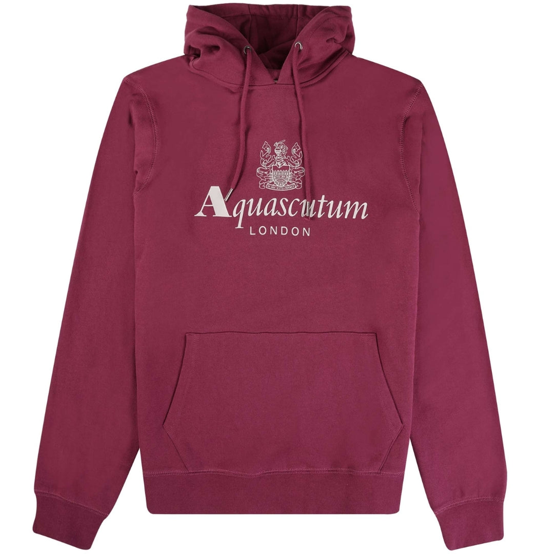 Aquascutum ACTIVE BIG LOGO HOODIE FW23 SW001 26 Burgundy Hoodie Mens S