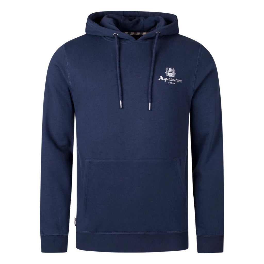Aquascutum ACTIVE SMALL LOGO HOODIE FW23 SW002 11 Navy Blue Hoodie Mens S
