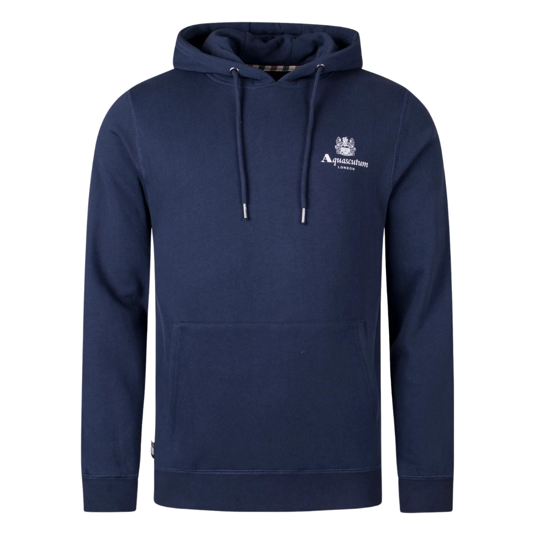 Aquascutum ACTIVE SMALL LOGO HOODIE FW23 SW002 11 Navy Blue Hoodie Mens S