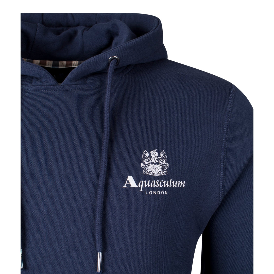 Aquascutum ACTIVE SMALL LOGO HOODIE FW23 SW002 11 Navy Blue Hoodie Mens S