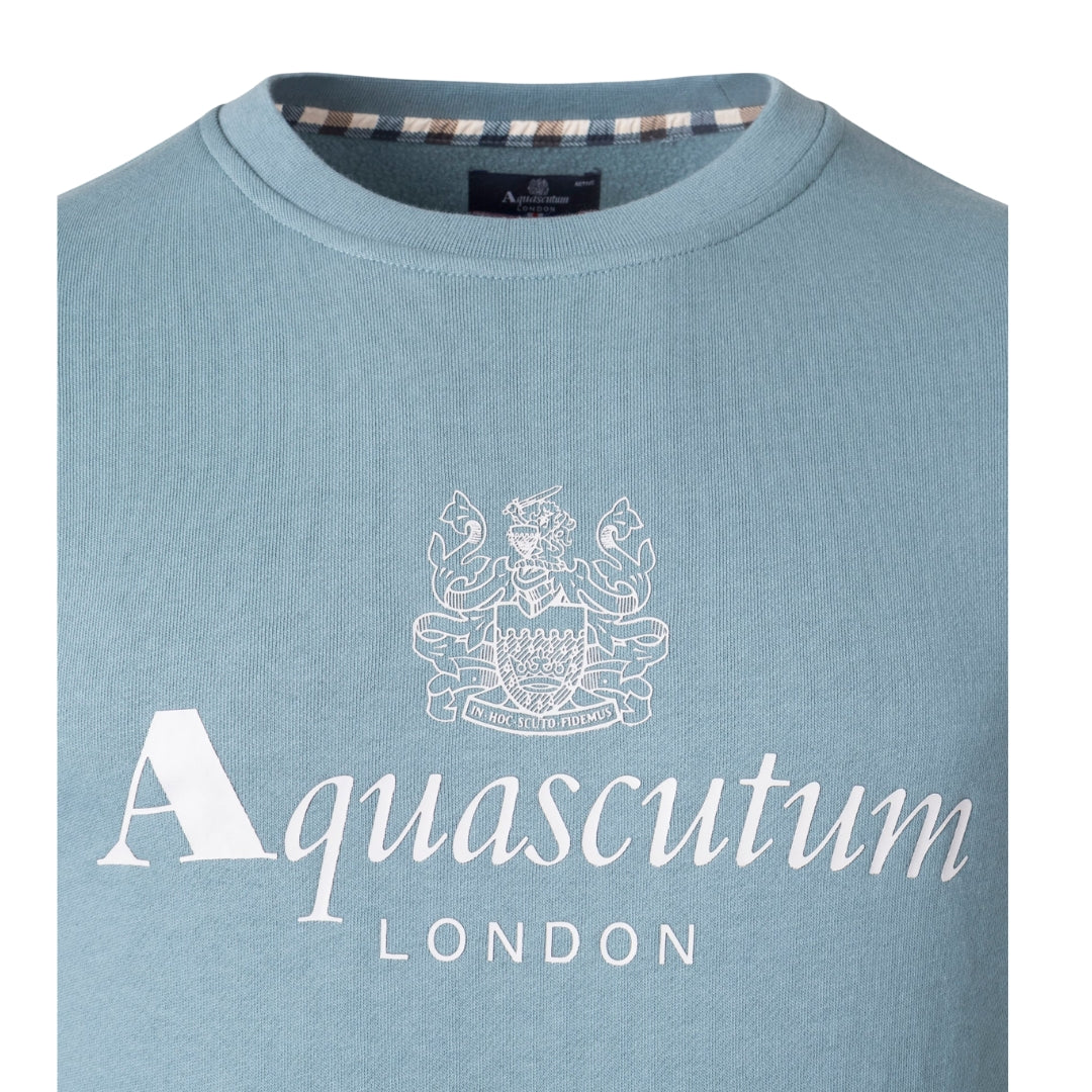 Aquascutum ACTIVE BIG LOGO CREW FW23 SW005 18 Blue Jumper Mens S