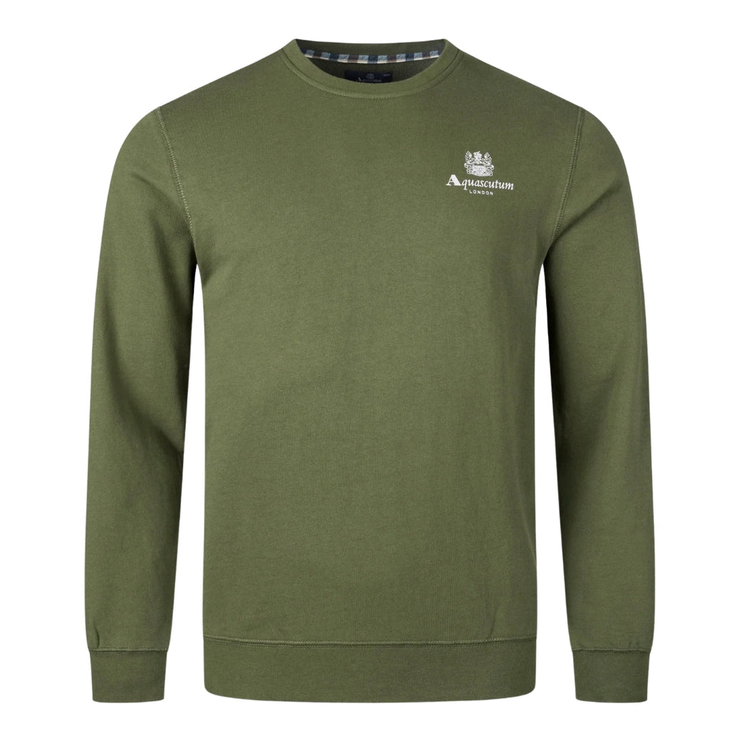 Aquascutum ACTIVE SMALL LOGO CREW FW23 SW006 06 Green Jumper Mens XL