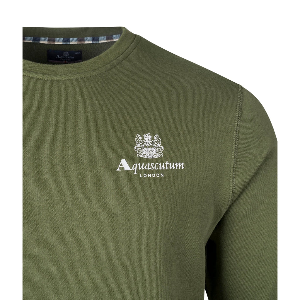 Aquascutum ACTIVE SMALL LOGO CREW FW23 SW006 06 Green Jumper Mens XL