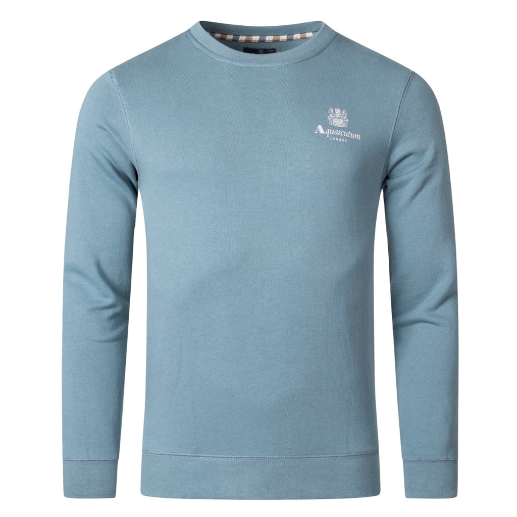 Aquascutum ACTIVE SMALL LOGO CREW FW23 SW006 18 Blue Jumper Mens S