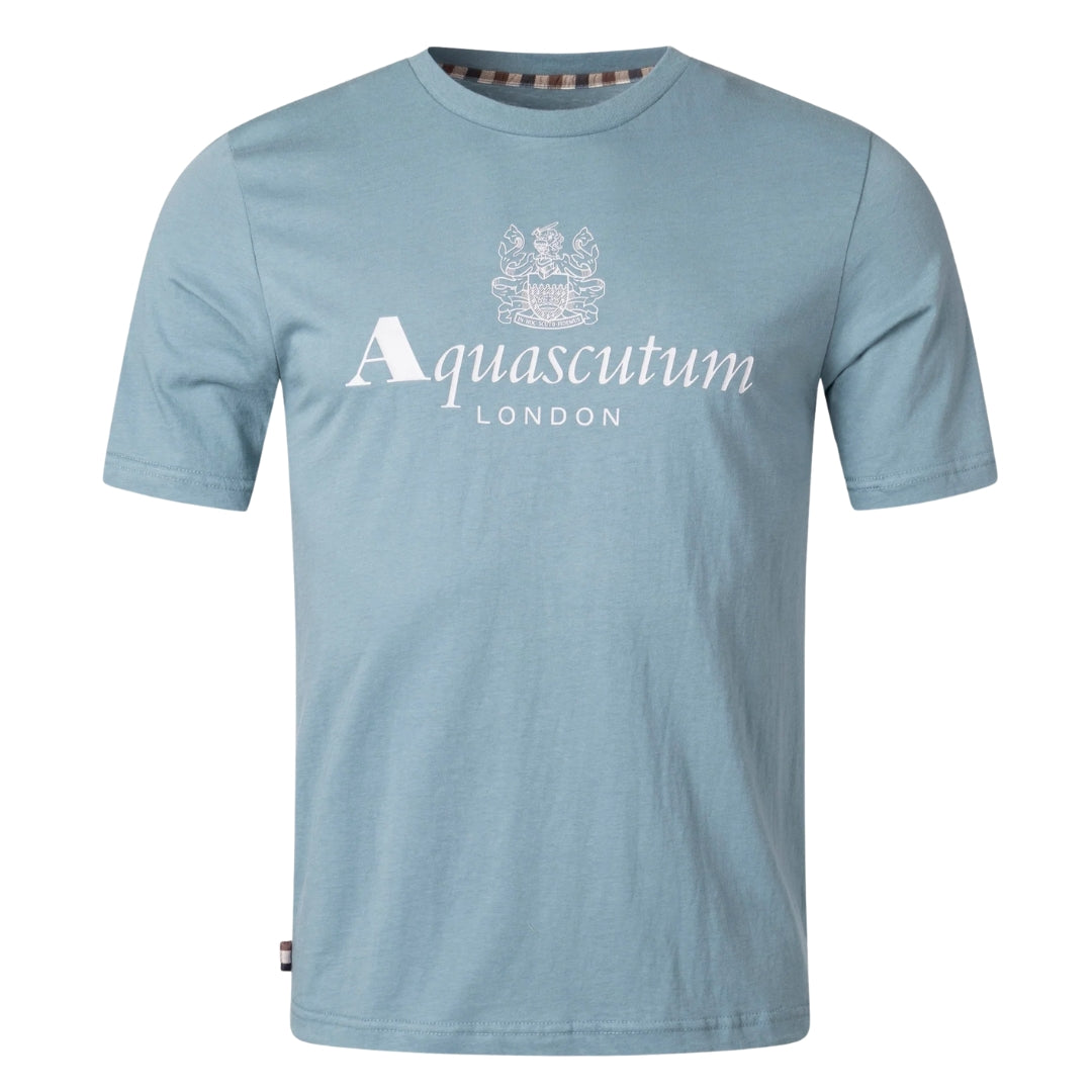 Aquascutum Active Big Logo T Shirt Fw23 Ts001 18 Blue T Shirt Mens