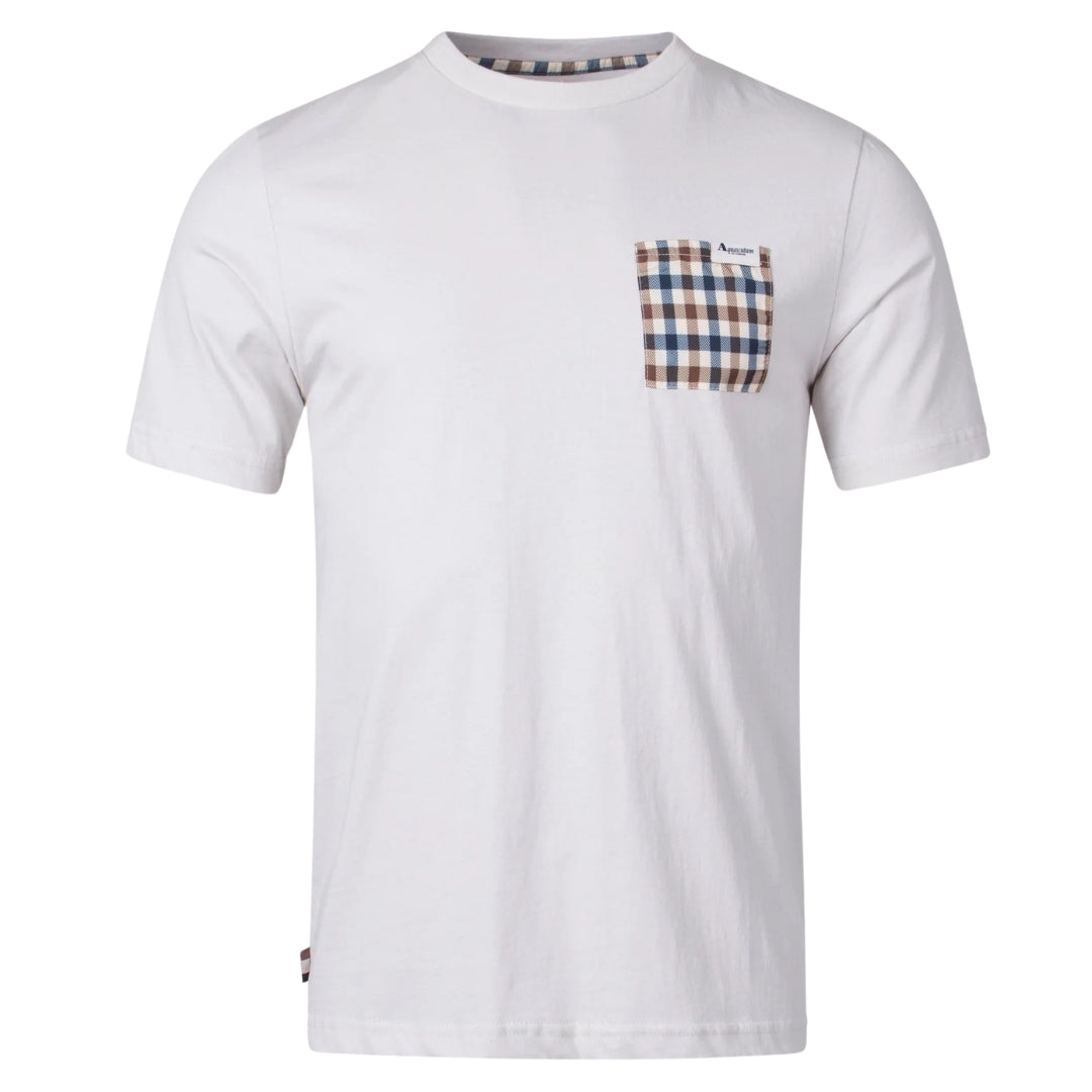 Aquascutum ACTIVE CHECK POCKET T-SHIRT FW23 TS004 24 White T-Shirt Mens S