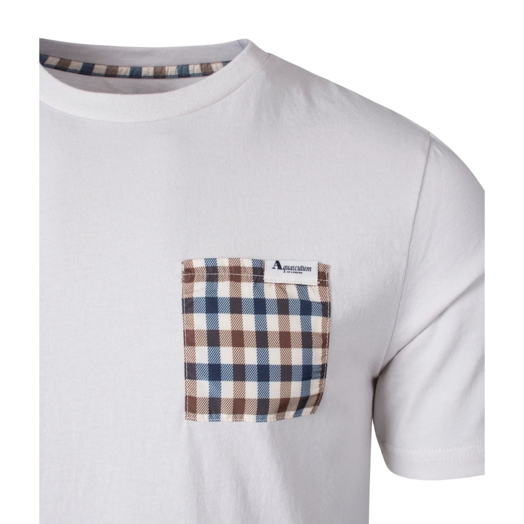 Aquascutum ACTIVE CHECK POCKET T-SHIRT FW23 TS004 24 White T-Shirt Mens S