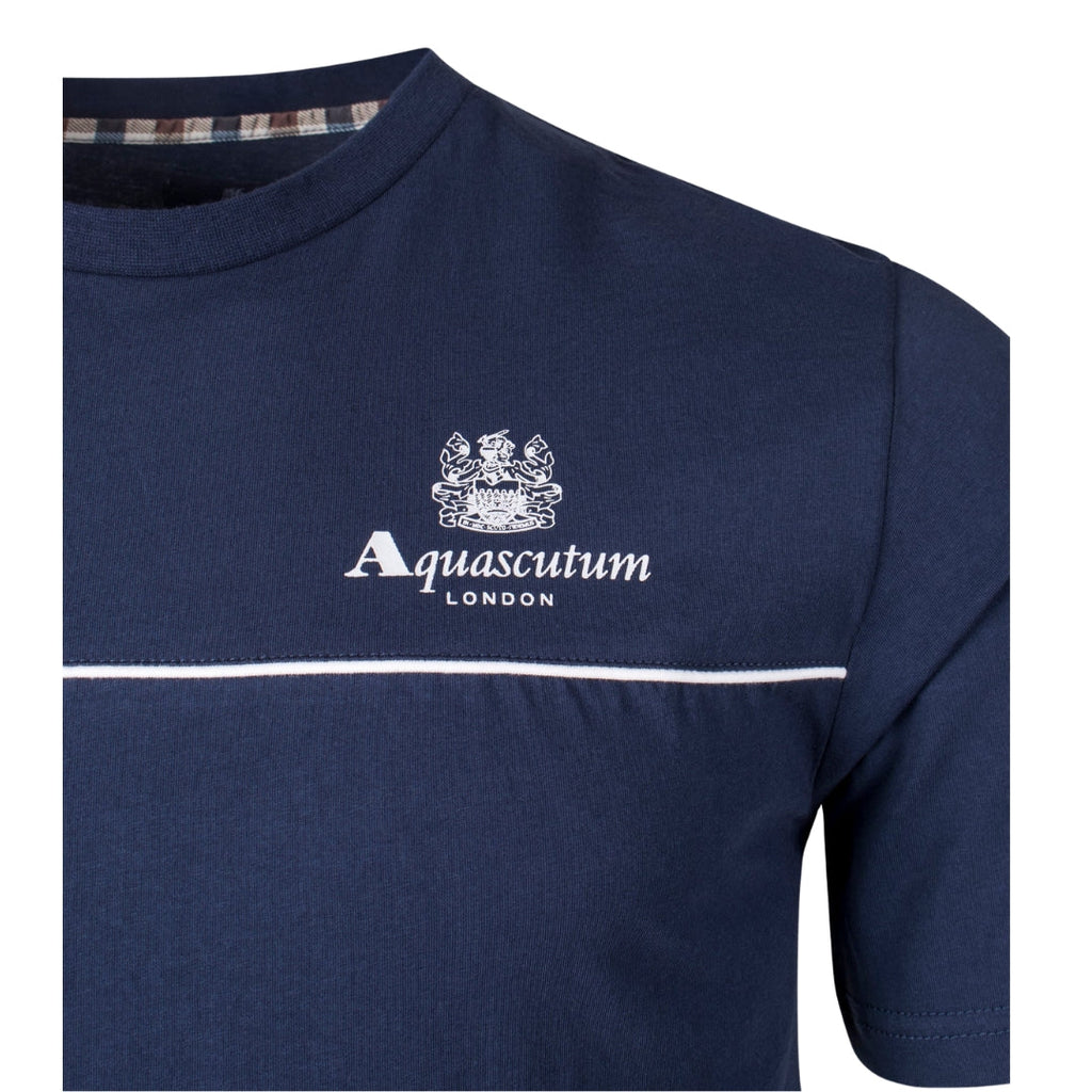 Aquascutum ACTIVE PIPING T-SHIRT NAVY FW23 TS005 11 Navy Blue T-Shirt Mens M
