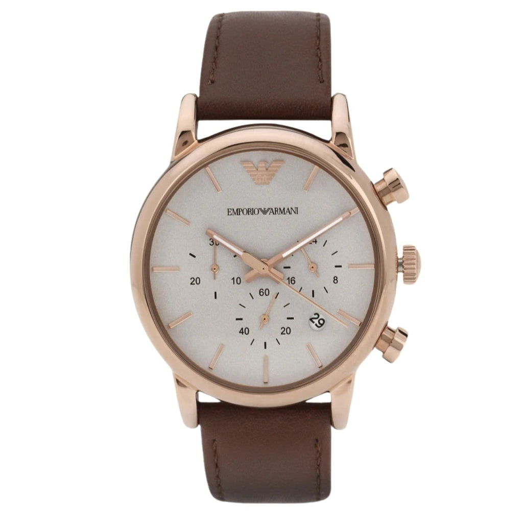 Emporio Armani Brown Strap Rose Gold Watch AR2074