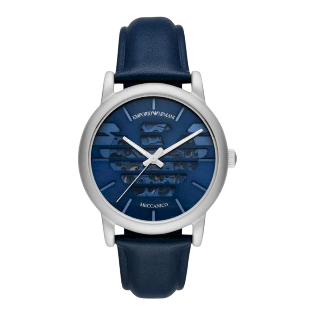 Emporio Armani Navy Blue Strap Silver Watch AR60030