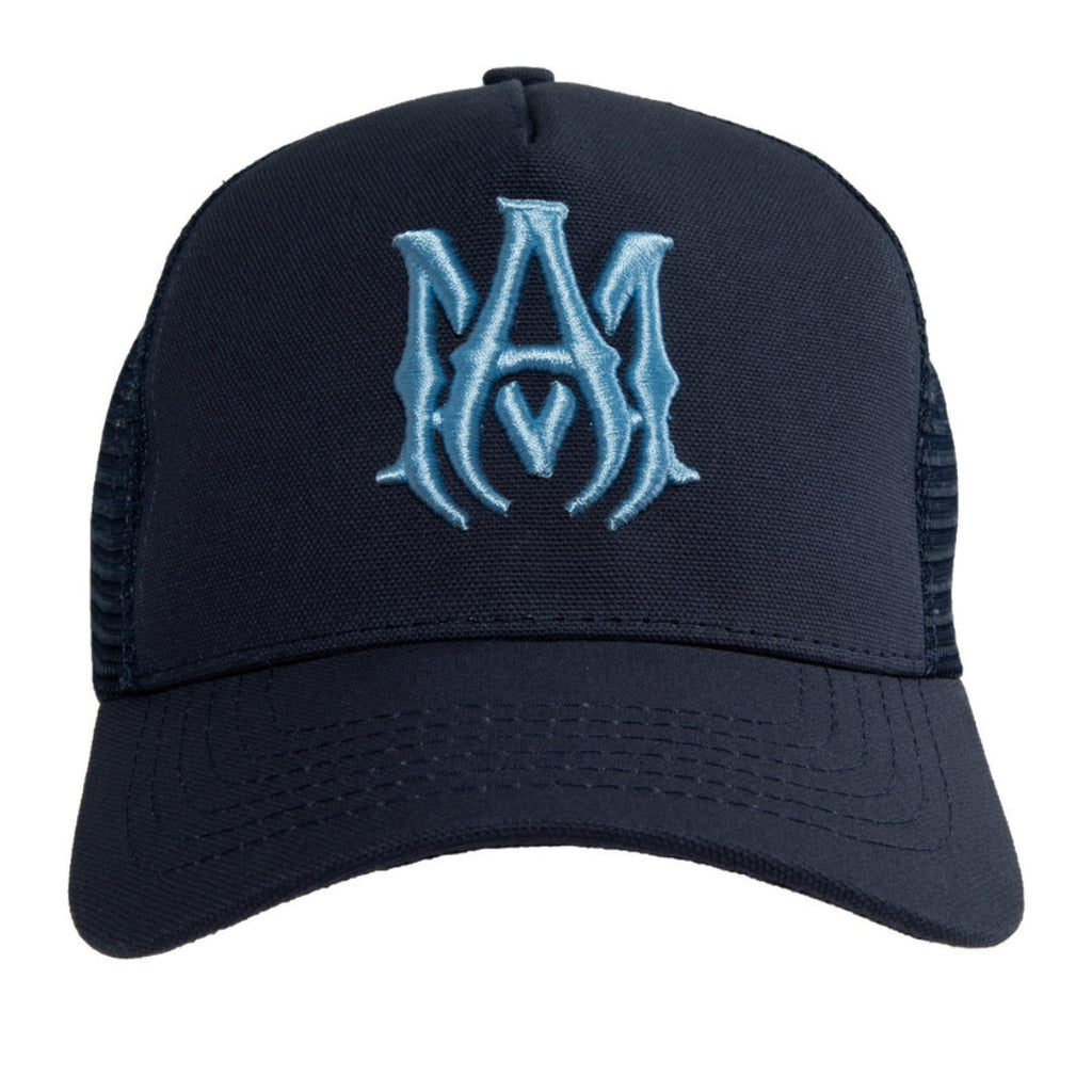 Amiri MA Logo Navy Blue Trucker Hat One Size