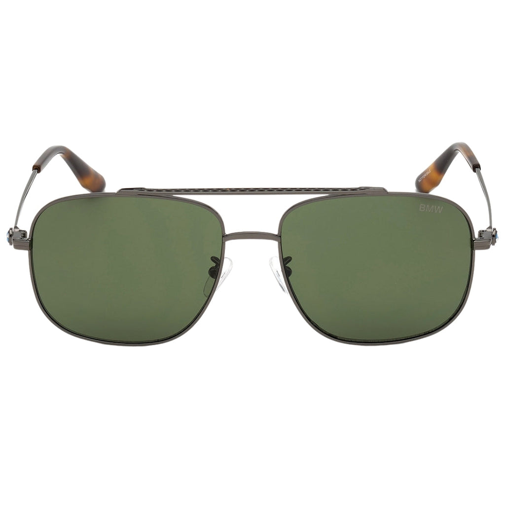 BMW Shiny Gunmetal Framed Green Lensed Sunglasses BW0005 08N