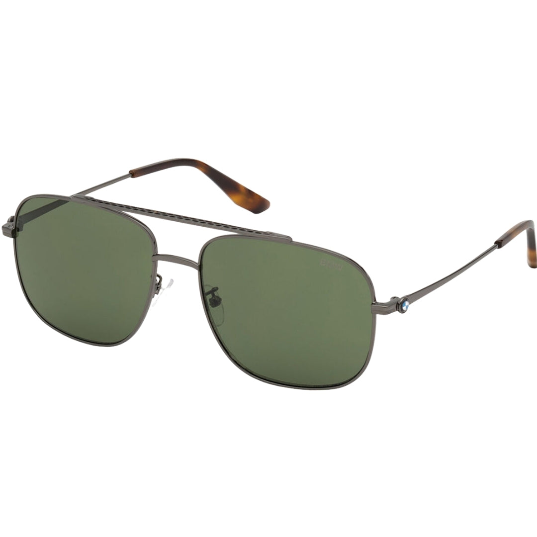 BMW Shiny Gunmetal Framed Green Lensed Sunglasses BW0005 08N
