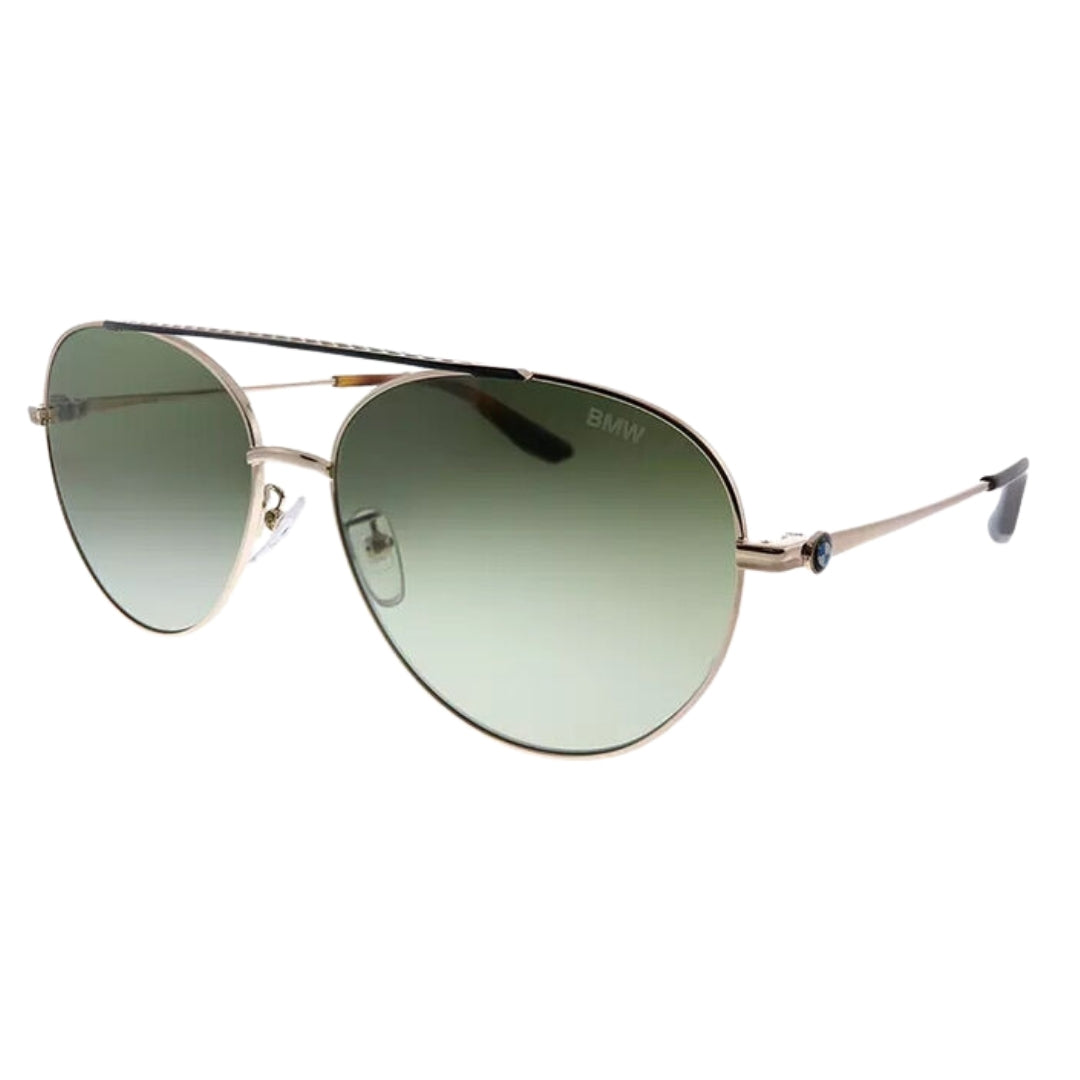 BMW Shiny Rose Gold Framed Gradient Green Lensed Sunglasses BW0006 28P