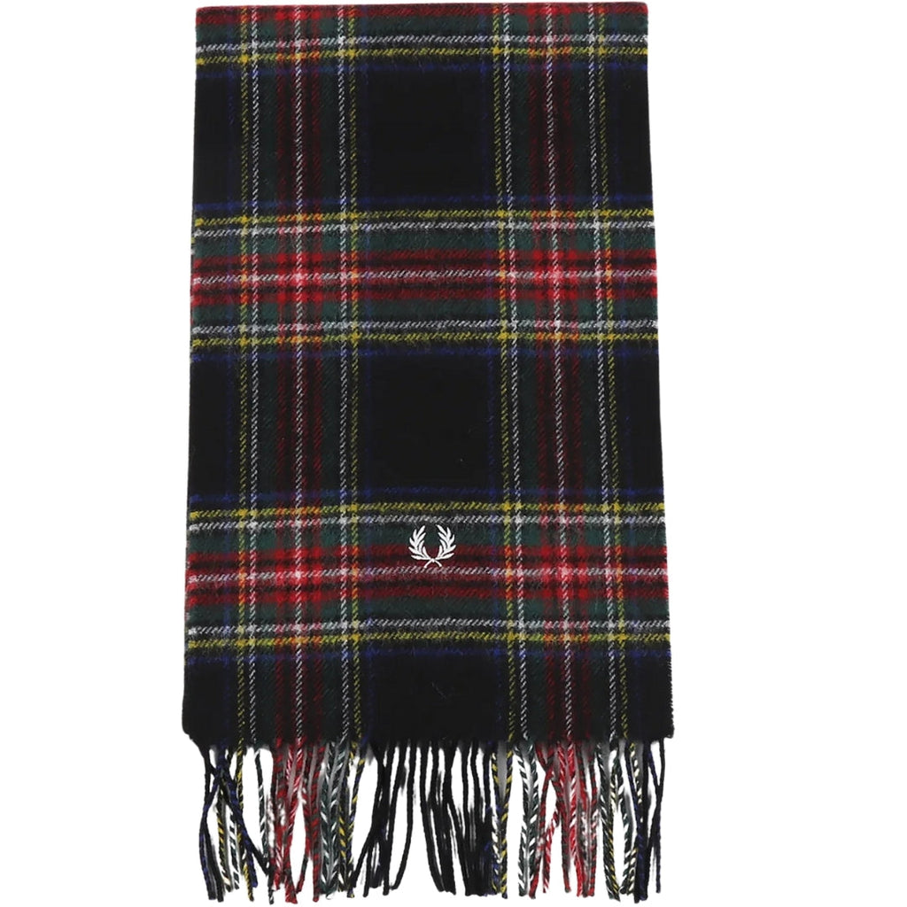 Fred Perry Black Stewart Tartan Scarf C4113 102