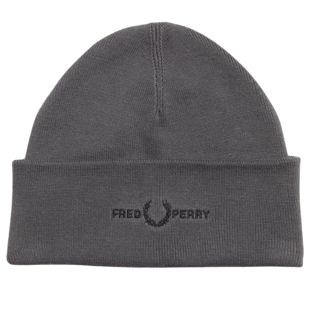 Fred Perry Graphic Logo Gunmetal Grey Beanie C4114 G85