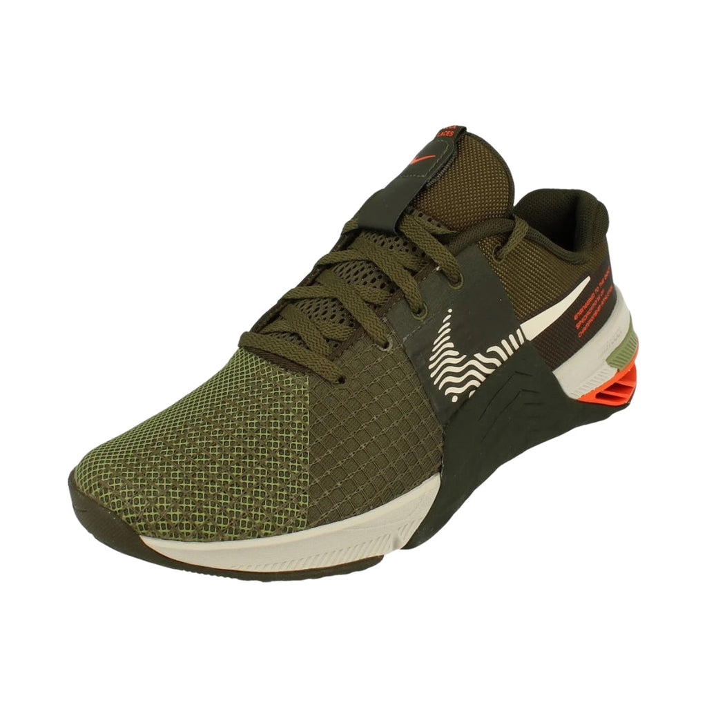 NIKE DO9328 301 Nike Metcon 8 KHAKI/WHITE/BLACK/ORANGE TRAINER MENS UK 9
