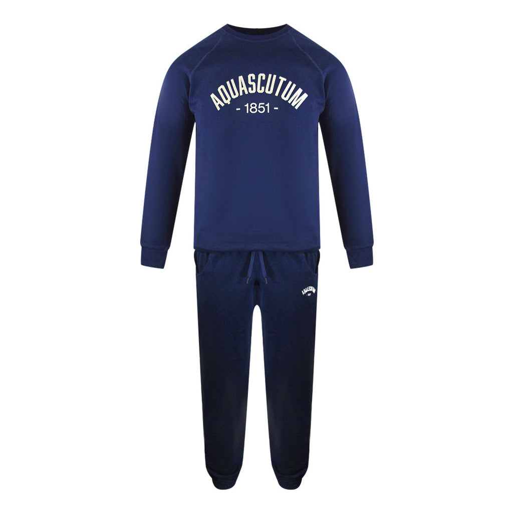 Aquascutum Aa_Ow04_St002 Oldchool Crewneck Navy St002 11 Navy Blue Creckneck And Track Pants Set Male