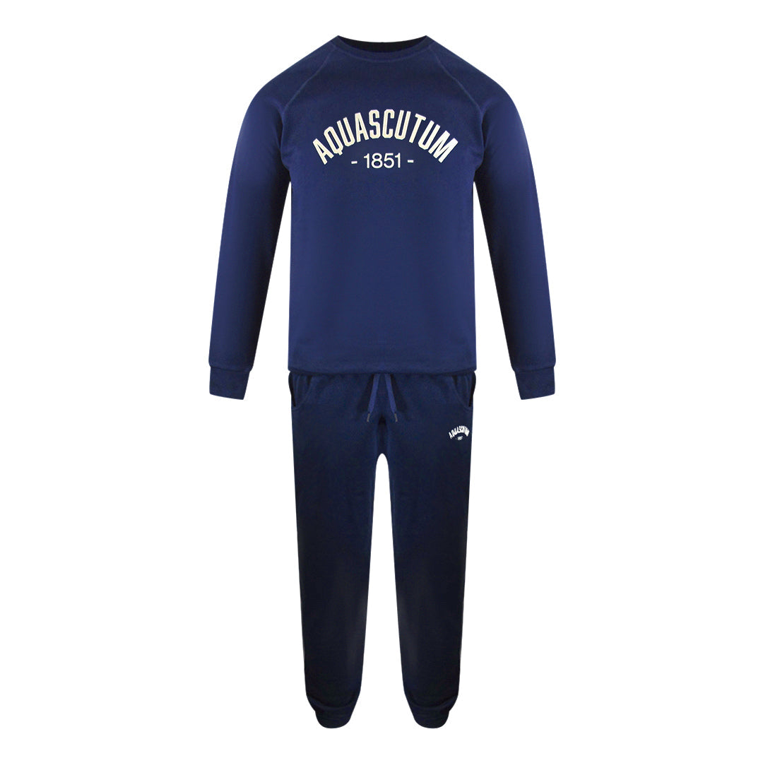 Aquascutum Aa_Ow04_St002 Oldchool Crewneck Navy St002 11 Navy Blue Creckneck And Track Pants Set Male