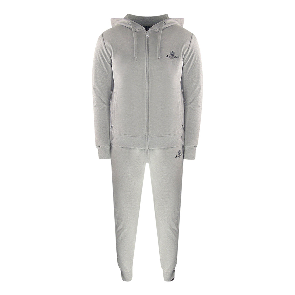 Aquascutum Aa_Ow04_St004Ogo Zf Hoodie Grayel St004 Grey Zip Hoodie And Track Pants Set Male