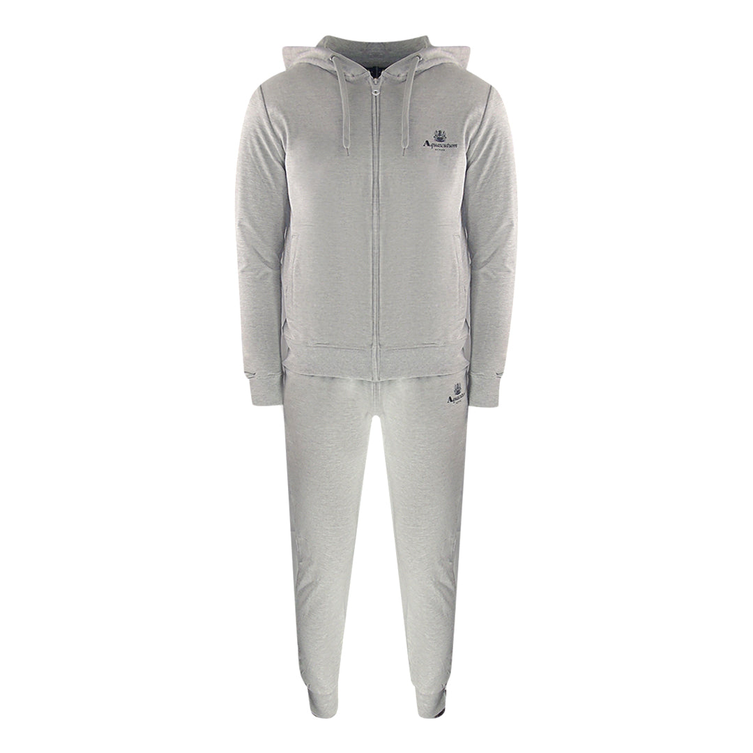 Aquascutum Aa_Ow04_St004Ogo Zf Hoodie Grayel St004 Grey Zip Hoodie And Track Pants Set Male
