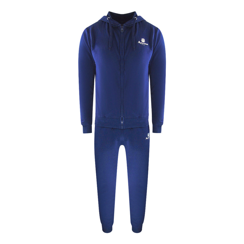 Aquascutum Aa_Ow04_St004Ogo Zf Hoodie Navy St004 Navy Blue Zip Hoodie And Track Pants Set Male