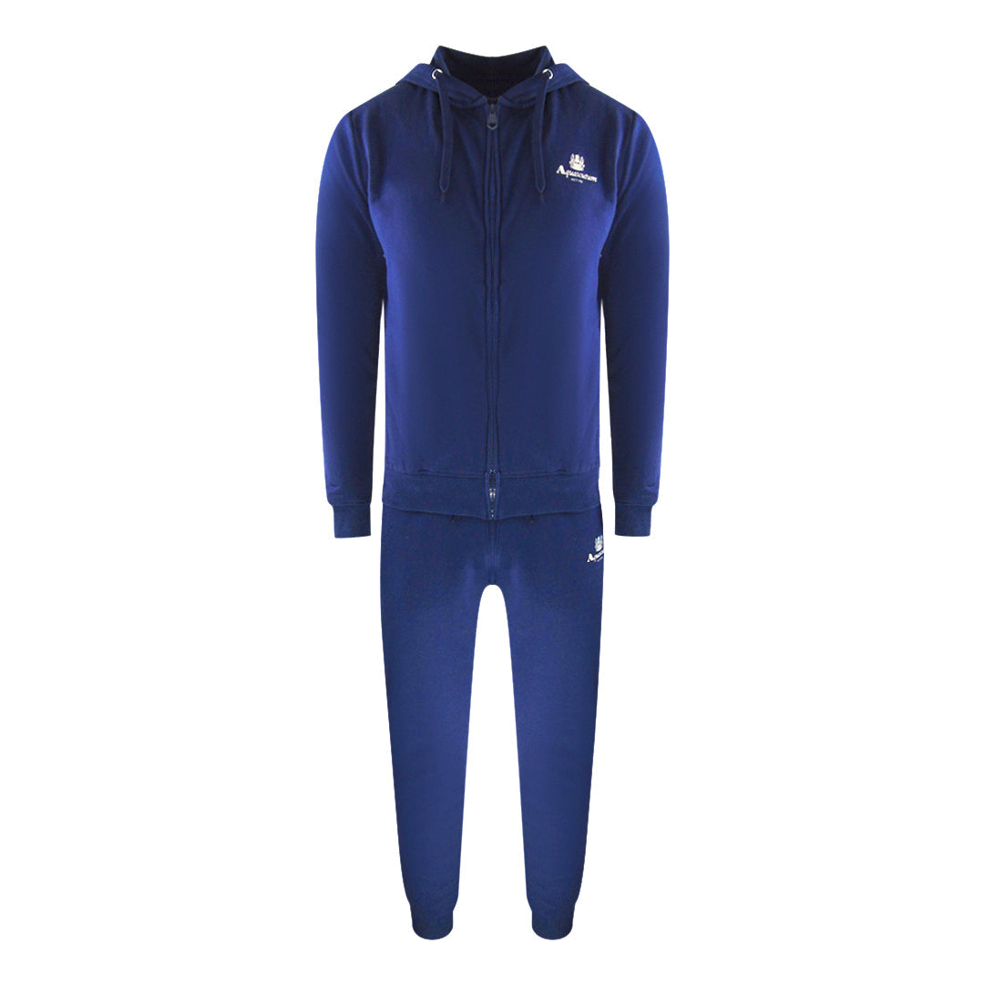 Aquascutum Aa_Ow04_St004Ogo Zf Hoodie Navy St004 Navy Blue Zip Hoodie And Track Pants Set Male
