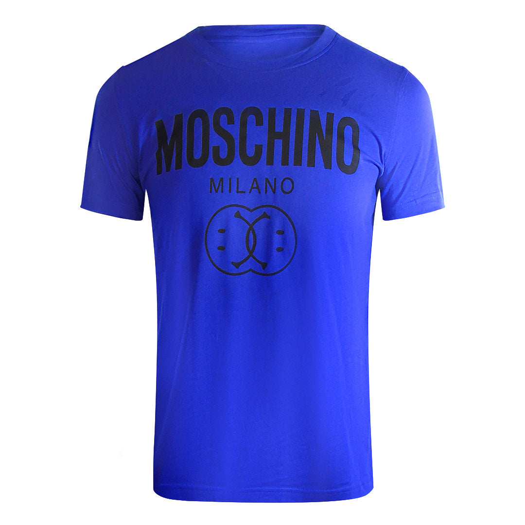 Moschino 222Ea07119541 Double Smiley Blue T Shirt 2278 Blue T Shirt Female
