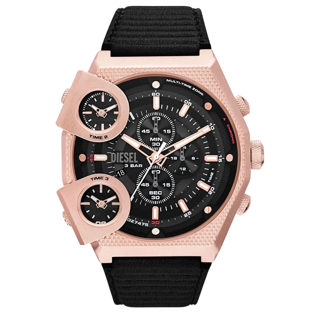 Diesel Rose Gold Watch Black Strap DZ7475