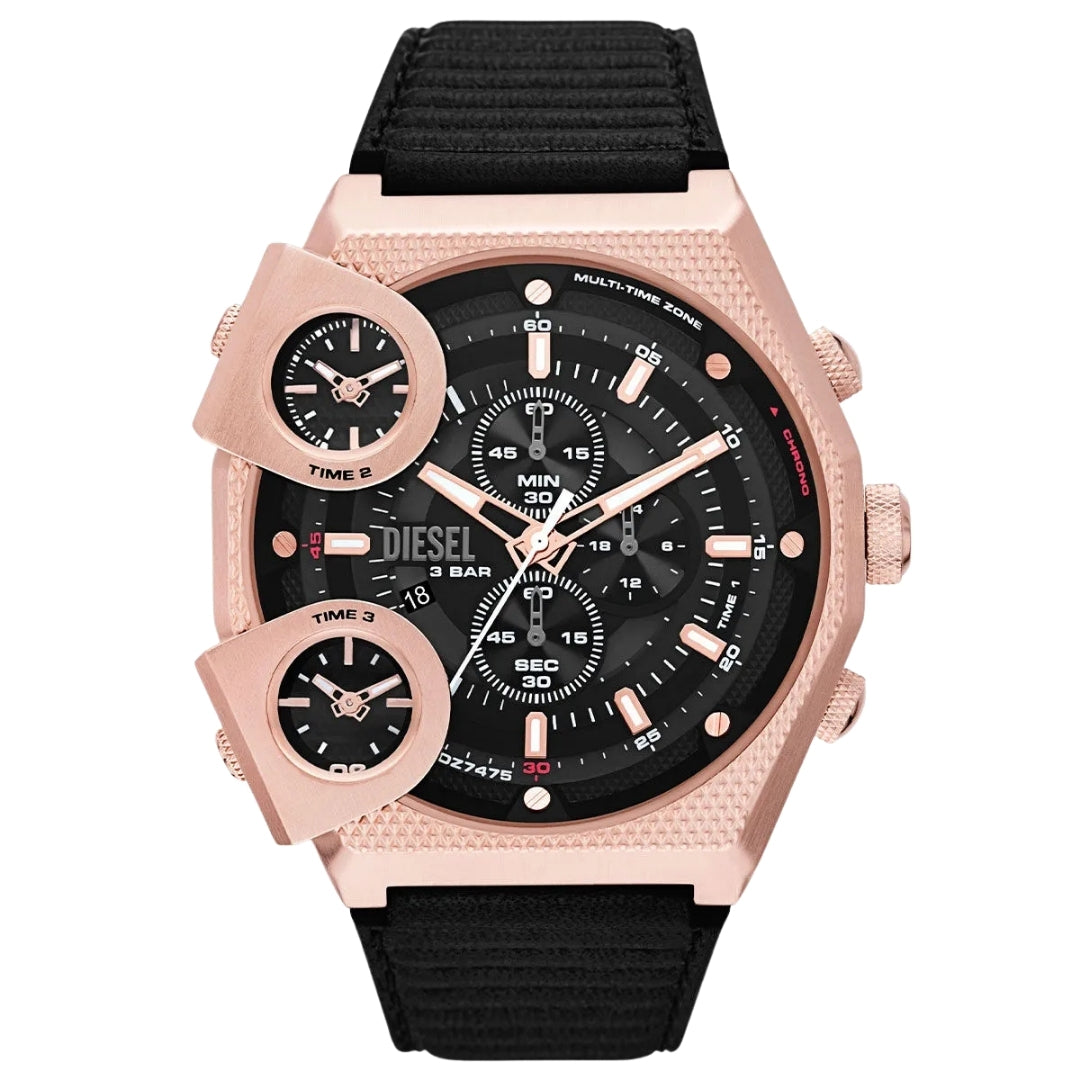 Diesel Rose Gold Watch Black Strap DZ7475