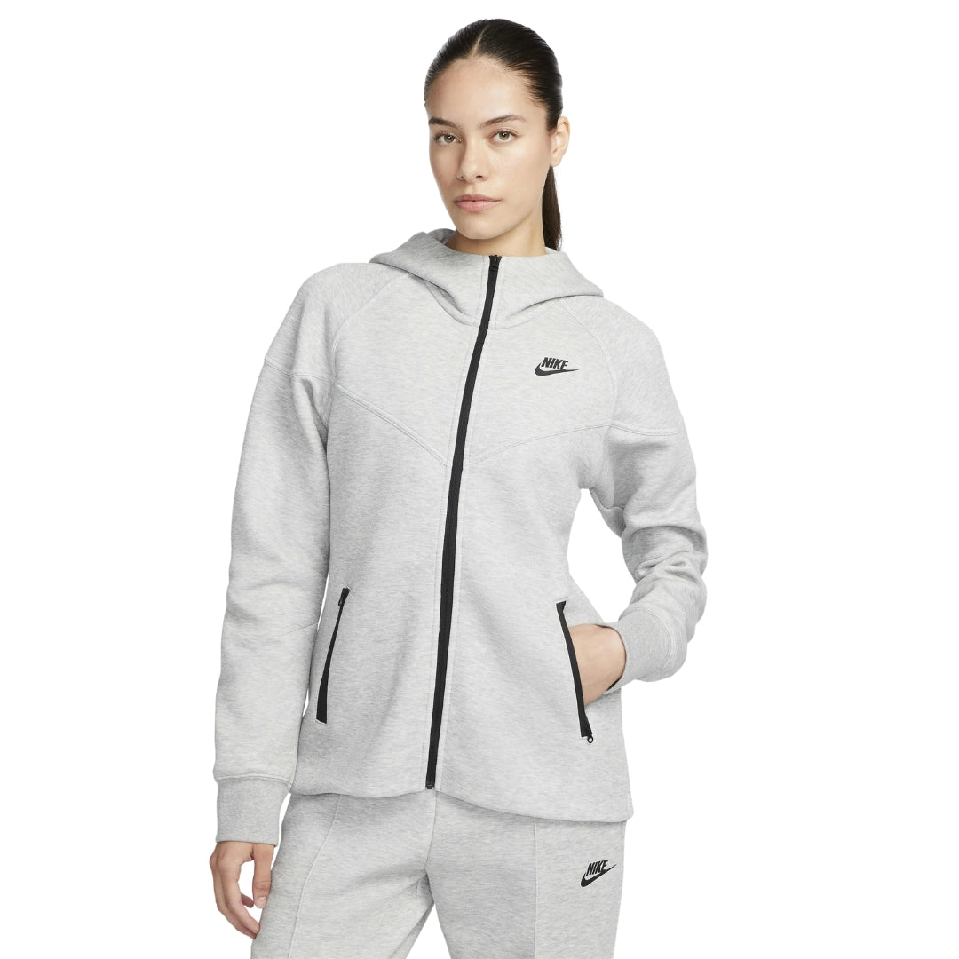 NIKE FB8338 063 GREY/BLACK HOODED ZIP TOP WOMENS XS
