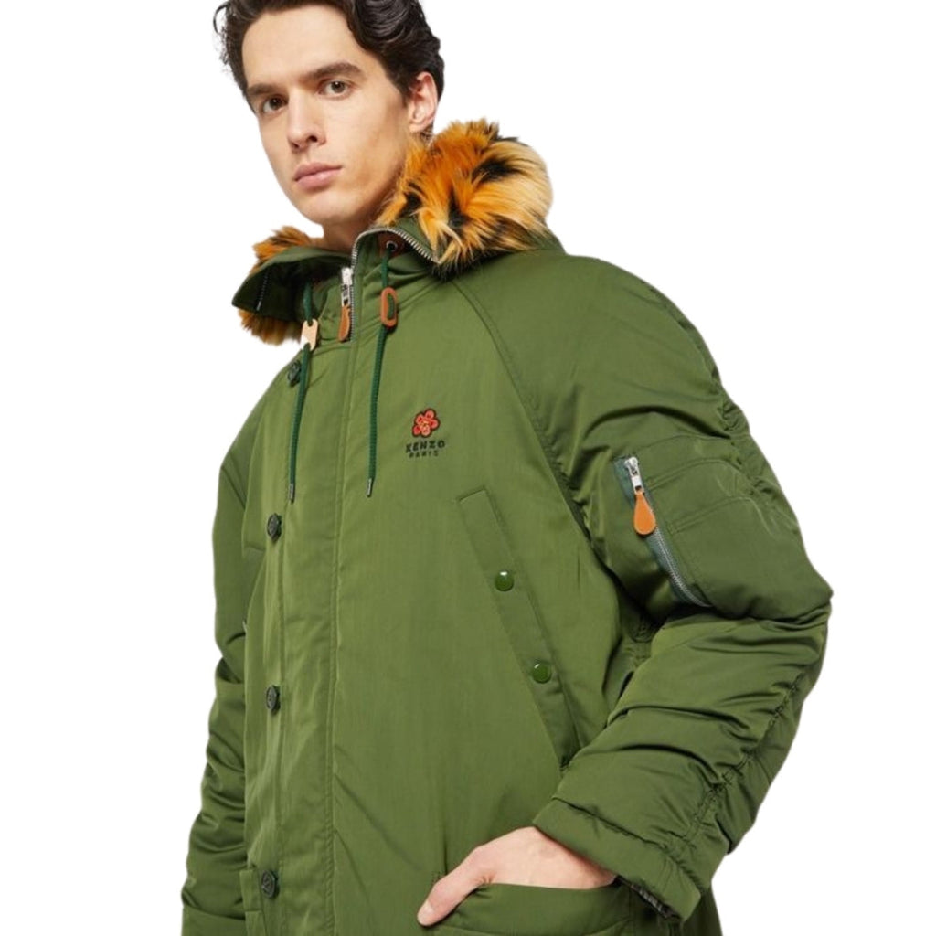 Kenzo Padded Parka Dark Khaki Green Jacket S