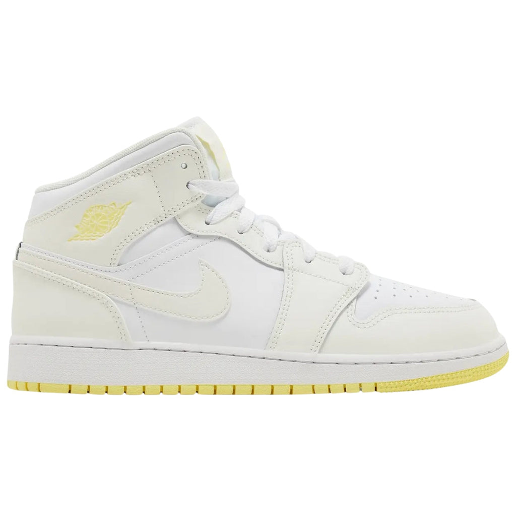 NIKE FD8780 181 Nike Air Jordan 1 Mid (GS) WHITE/CREAM/YELLOW TRAINER YOUTH UK 3.5