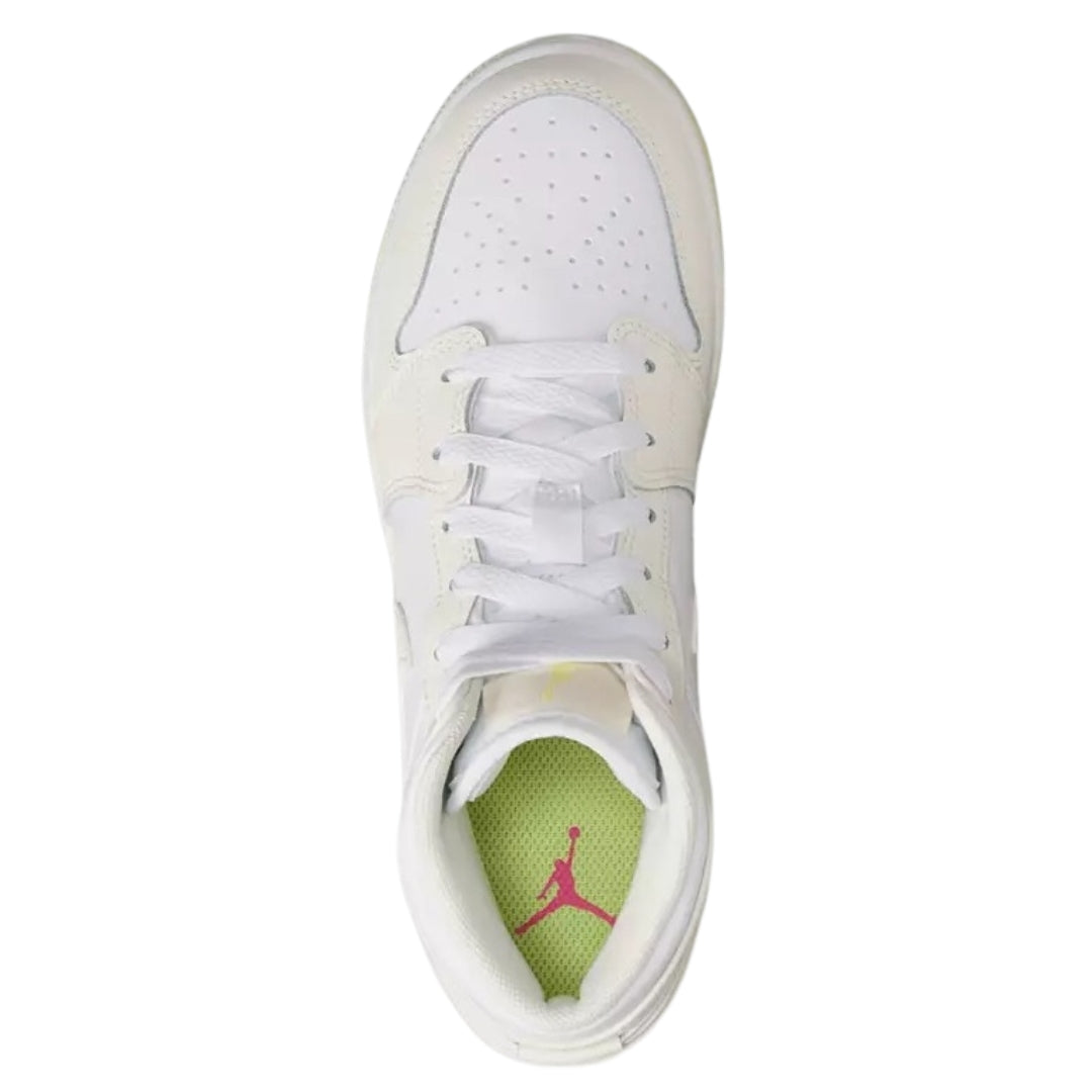 NIKE FD8780 181 Nike Air Jordan 1 Mid (GS) WHITE/CREAM/YELLOW TRAINER YOUTH UK 3.5
