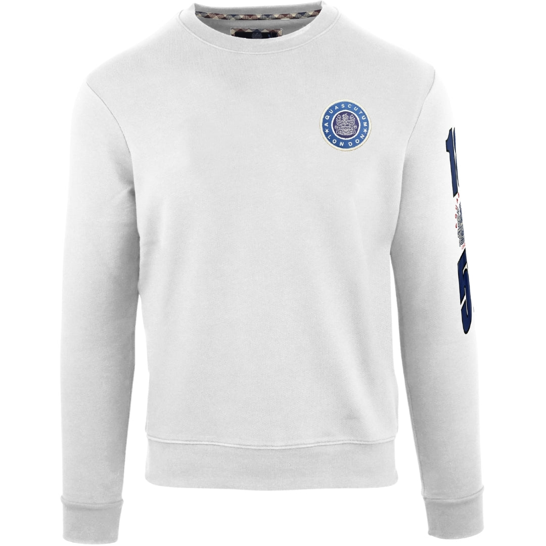 Aquascutum Embossed Circle Small Logo White Sweatshirt FG0423 01
