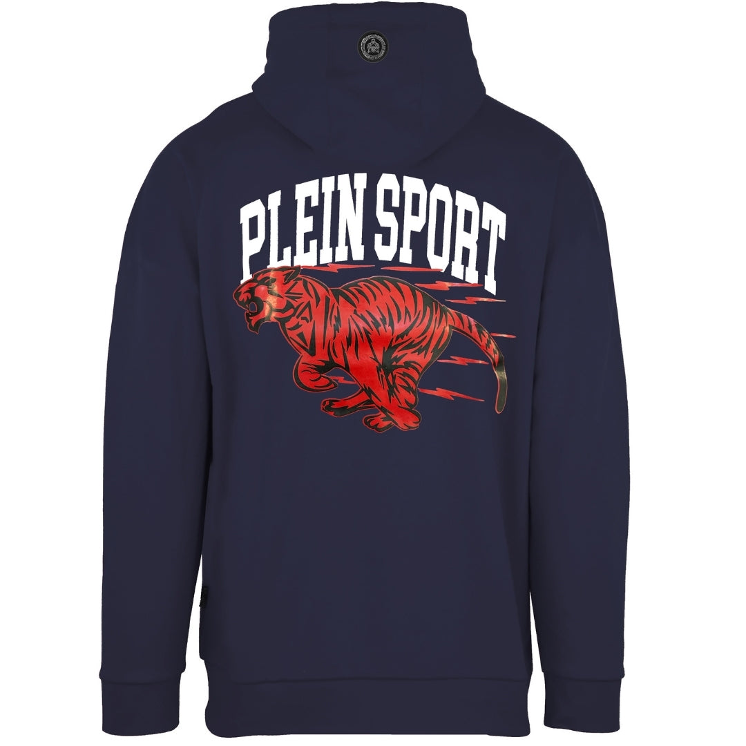 Plein Sport Large Racing Tiger Graphic Navy Blue Hoodie XL