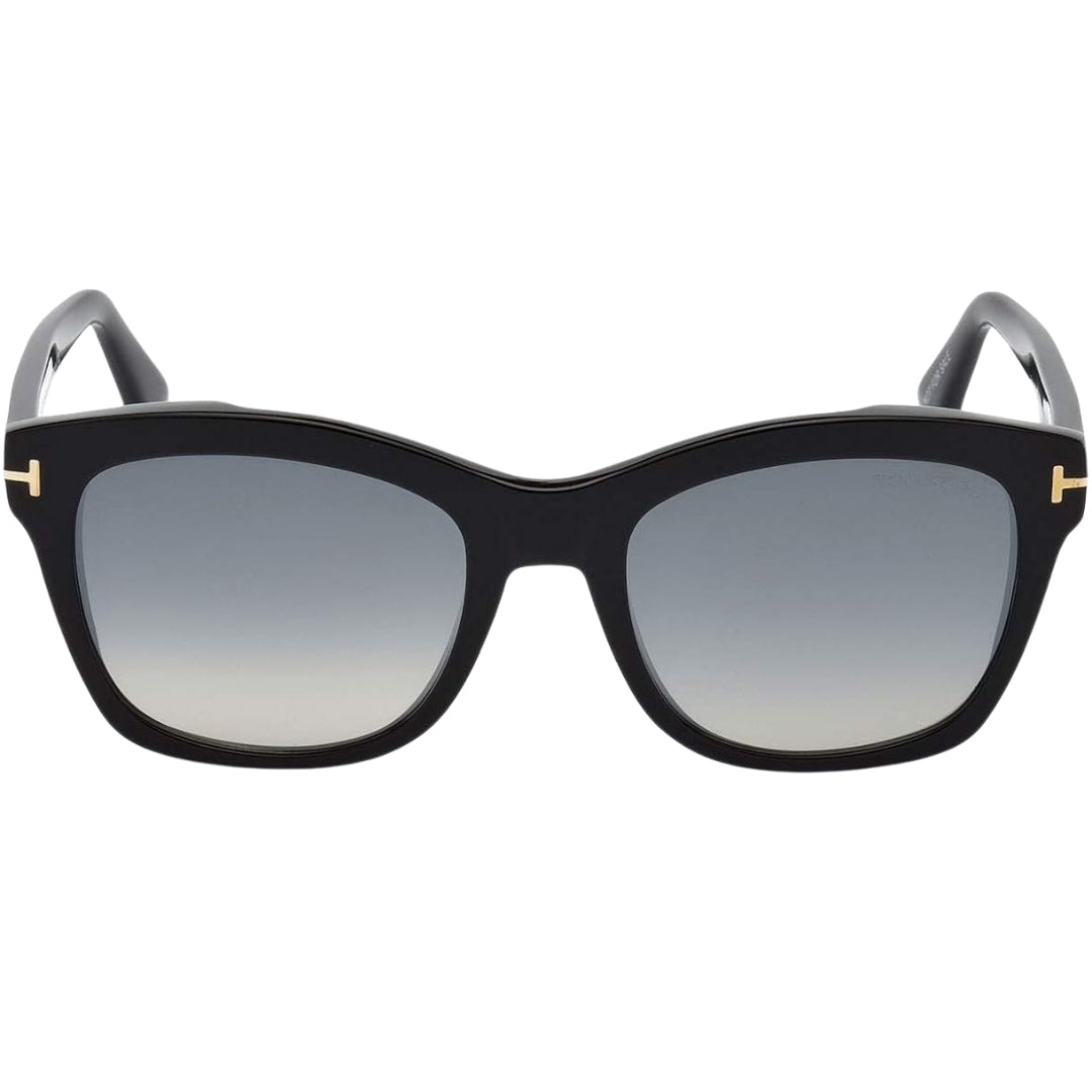 Tom Ford Lauren-02 Grey Mirrored Lens Shiny Black Sunglasses One Size