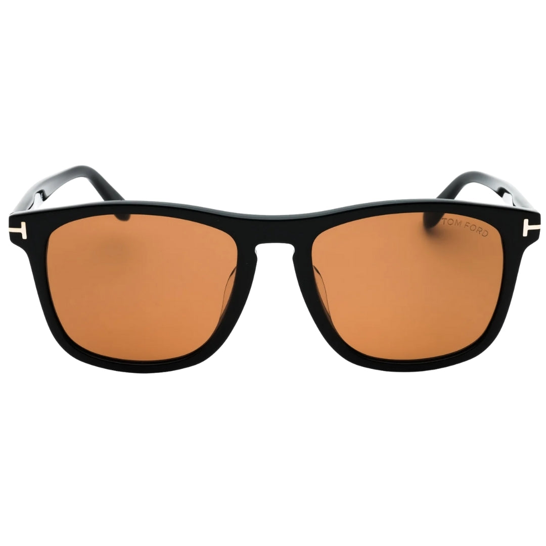 Tom Ford Brown Lens Shiny Black Thin Framed Sunglasses One Size