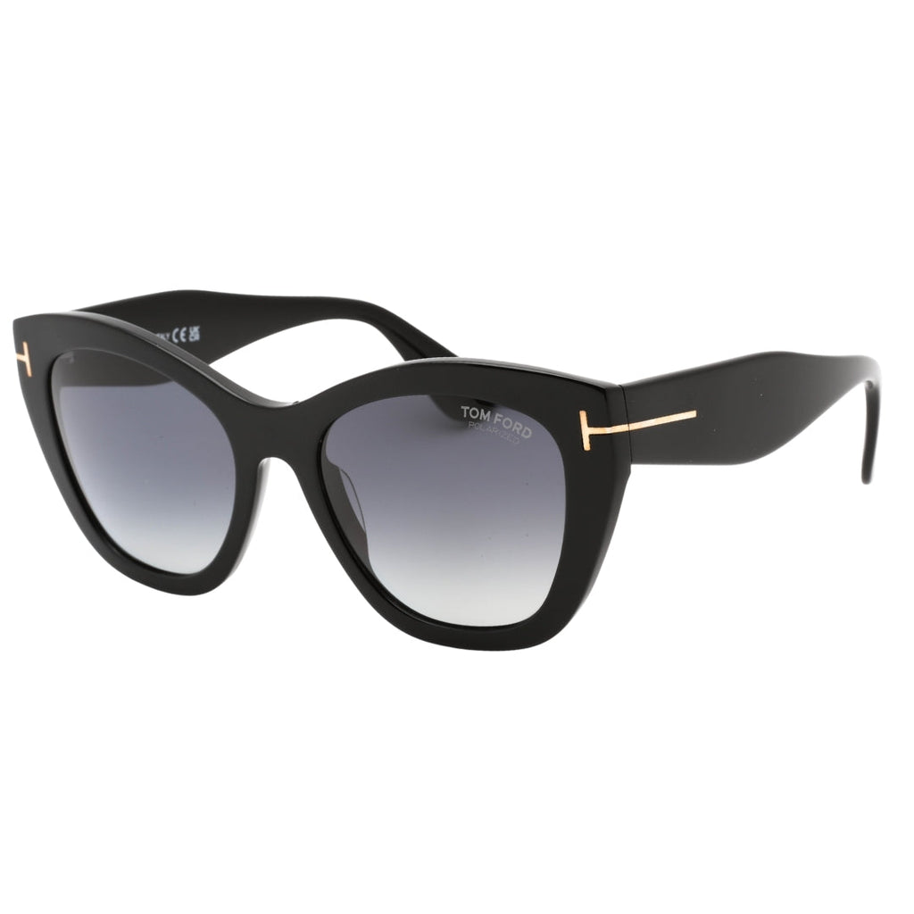 Tom Ford Cara Smoke Polarized Lens Shiny Black Sunglasses FT0940 01D