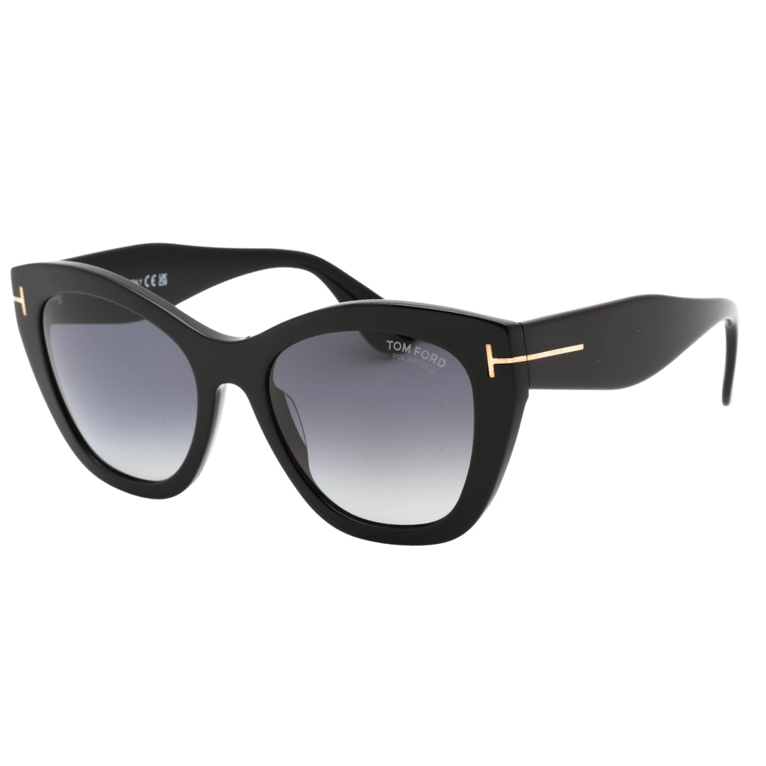 Tom Ford Cara Smoke Polarized Lens Shiny Black Sunglasses FT0940 01D