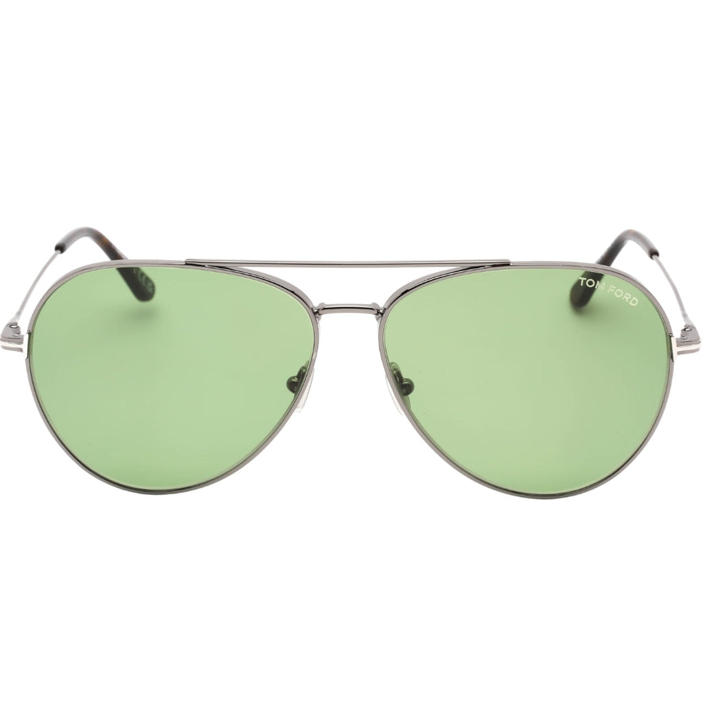 Tom Ford Green Lens Shiny Gunmetal Silver Sunglasses One Size