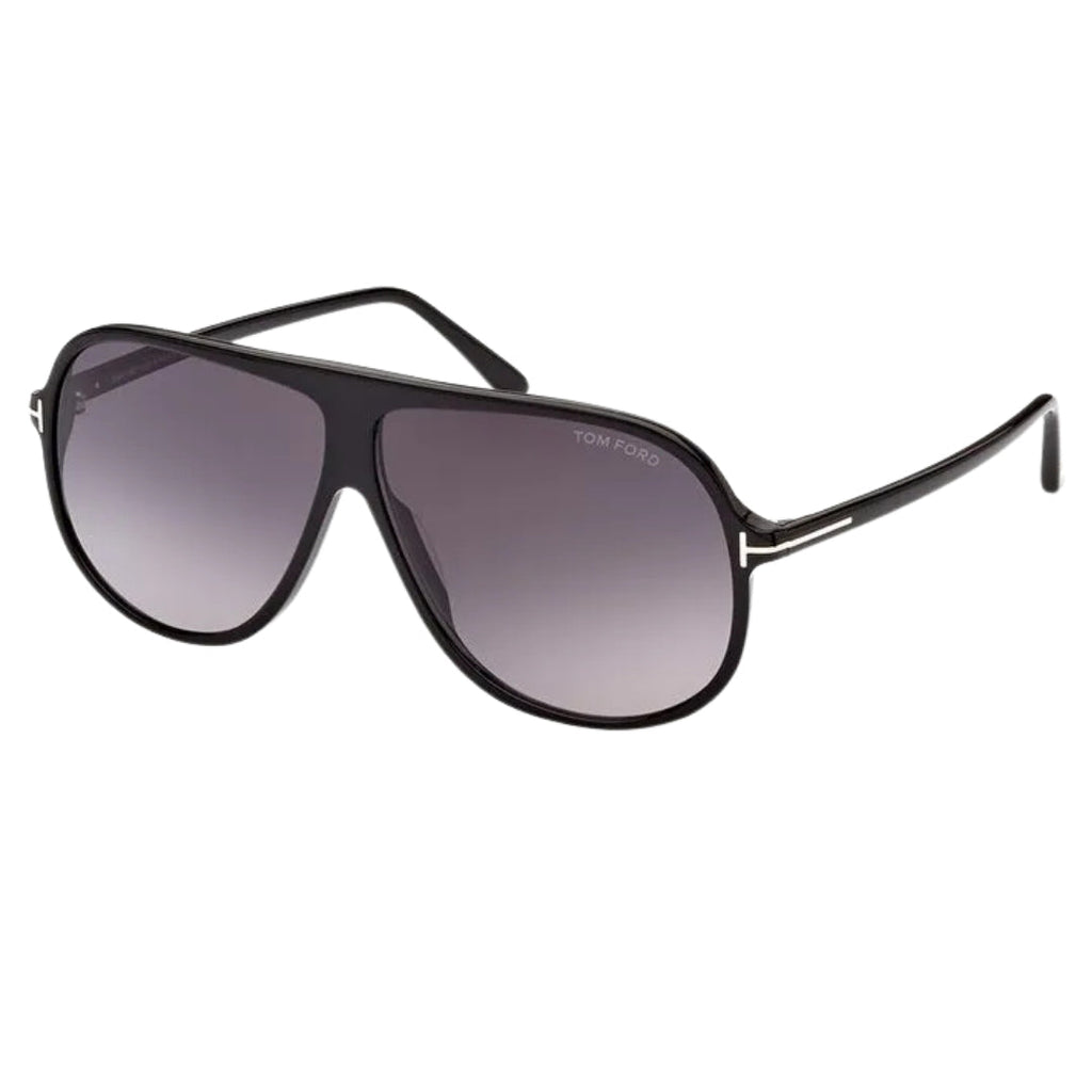 Tom Ford Spencer Gradient Smoke Lens Shiny Black Sunglasses One Size