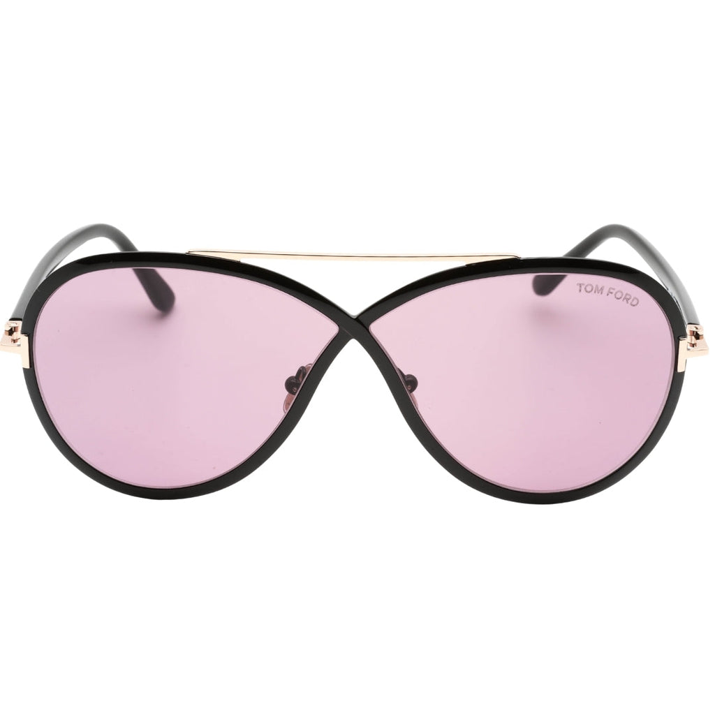 Tom Ford Rickie Violet Lens Shiny Black Sunglasses FT1007 01Y