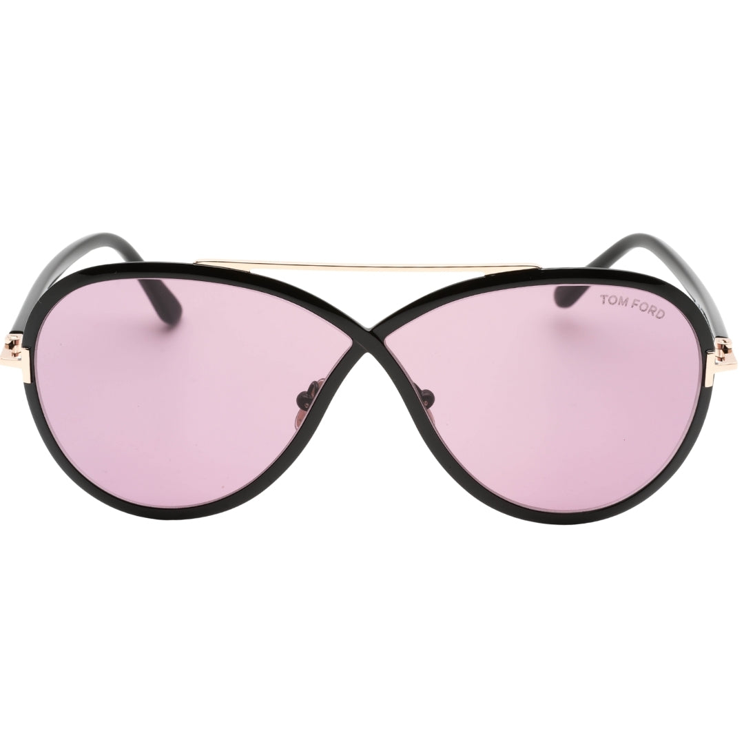 Tom Ford Rickie Violet Lens Shiny Black Sunglasses FT1007 01Y